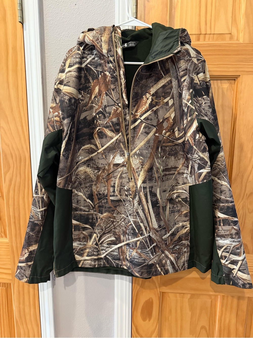 Under Armour Kids Hooded Camo Rain Jacket - Green/Brown